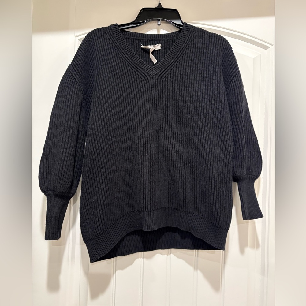 Apiece Apart V-Neck Oversized Napoli Sweater in Black